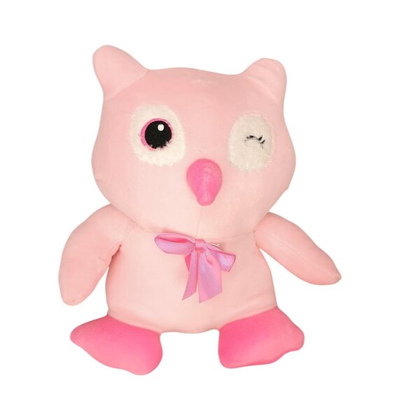 Homerbest Pink Owl Plush Toy With Bow 10" - Picture 1 of 6